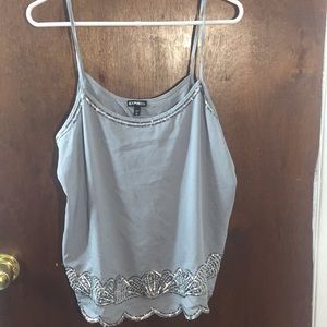 Open back dark gray tank top
